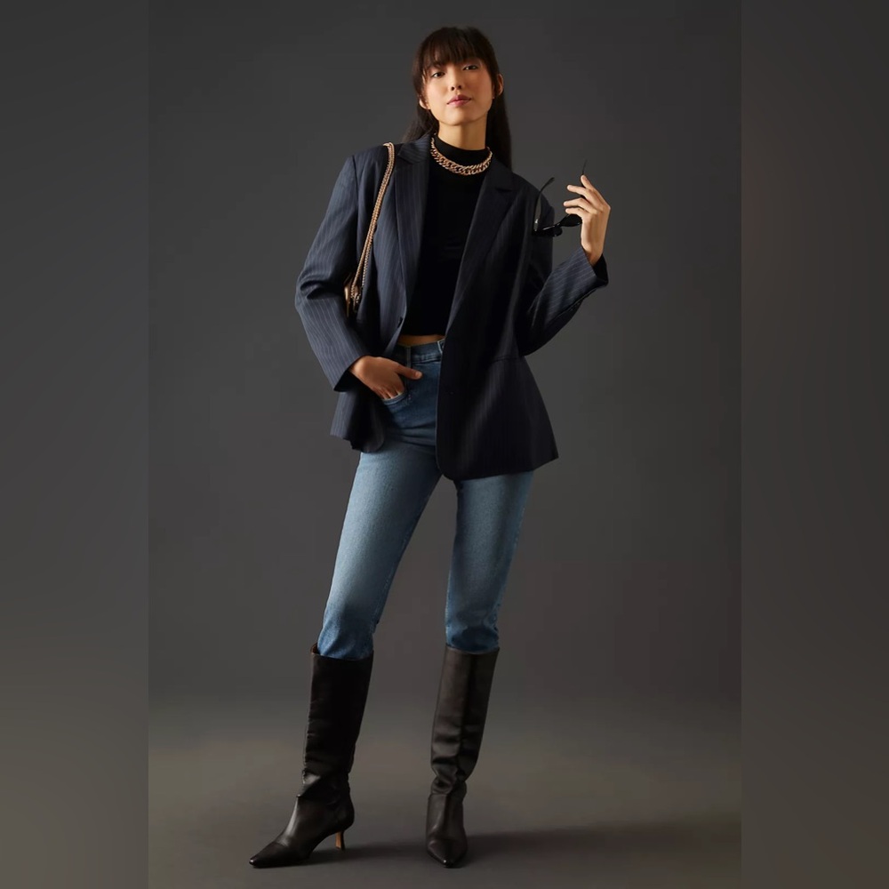 NWOT Anthropologie, Mare Mare Navy Pinstripe Blazer - Sz S